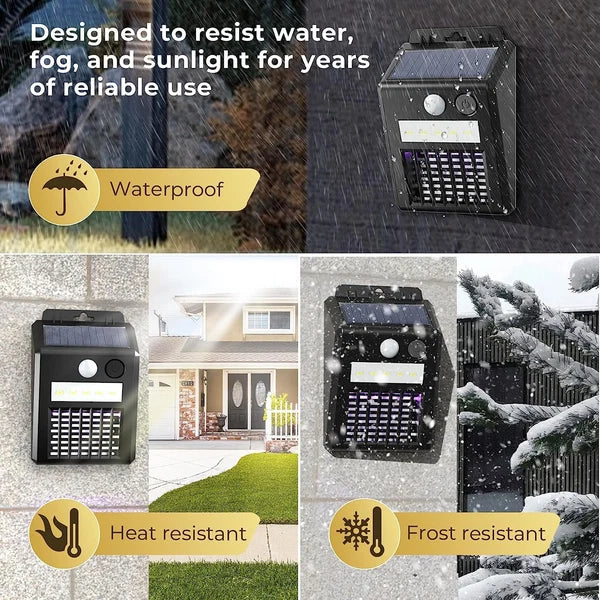 Solar Mosquito Killer Wall Lamp โ Motion Sensor LED Zapper (Outdoor Waterproof, No Wiring)